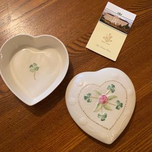 Belleek pottery heart shaped box